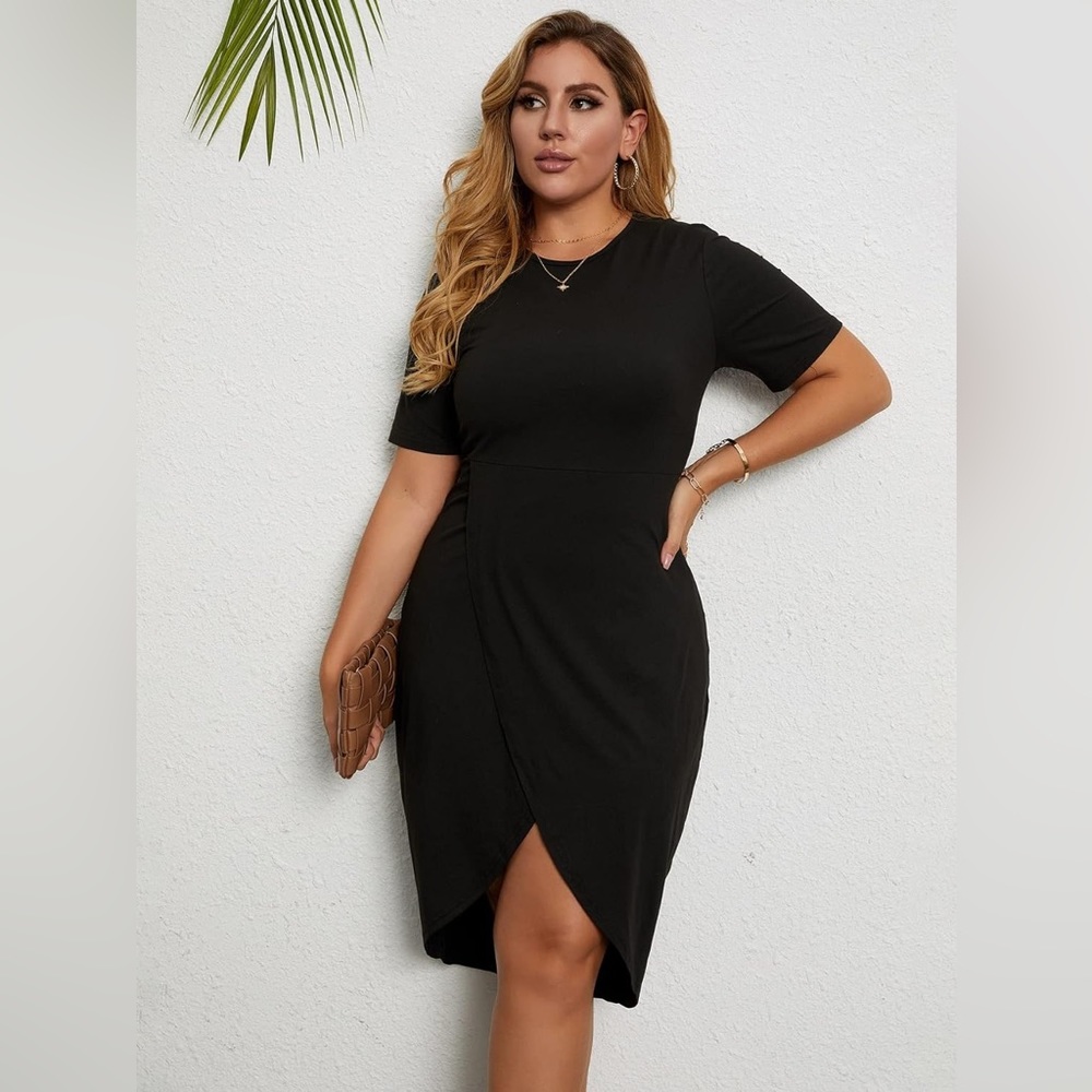 Short sleeve bodycon midi dress wrap - Picture 6 of 7